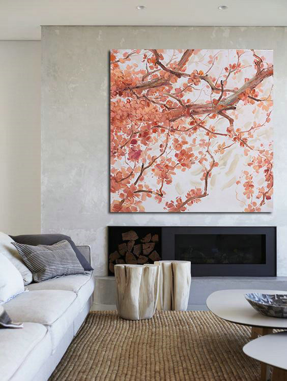 Abstract Painting Extra Large Canvas Art,Abstract Flower Oil Painting,Modern Art Abstract Painting,Red,White,Gray.etc